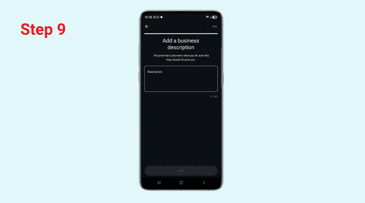 how to add address and url in whatsapp business